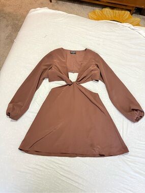 need a miracle long sleeve glitter mini dress champagne Need A Miracle Long Sleeve Glitter Mini Dress Champagne main image 0